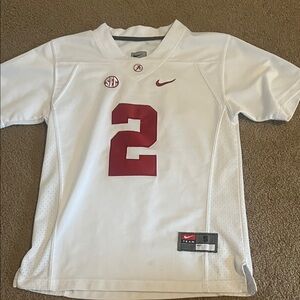 Nike white Jalen Hurts Alabama jersey.